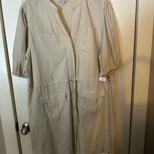 Long Sleeve Beige Dress